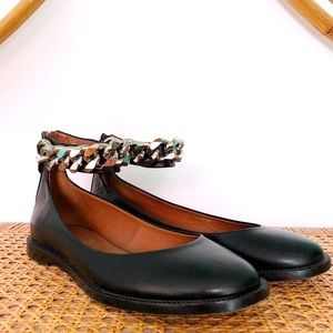 Givenchy Black Chain Ankle Strap Ballet Flats - 36